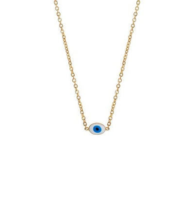 14k Tiny Enamel Eye Necklace