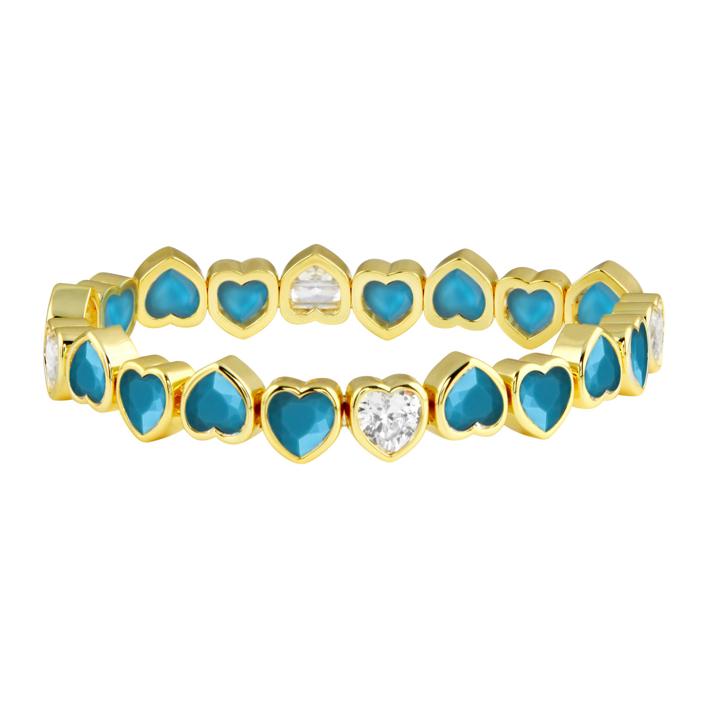 Turquoise Stretchy Bezel Heart Bracelet
