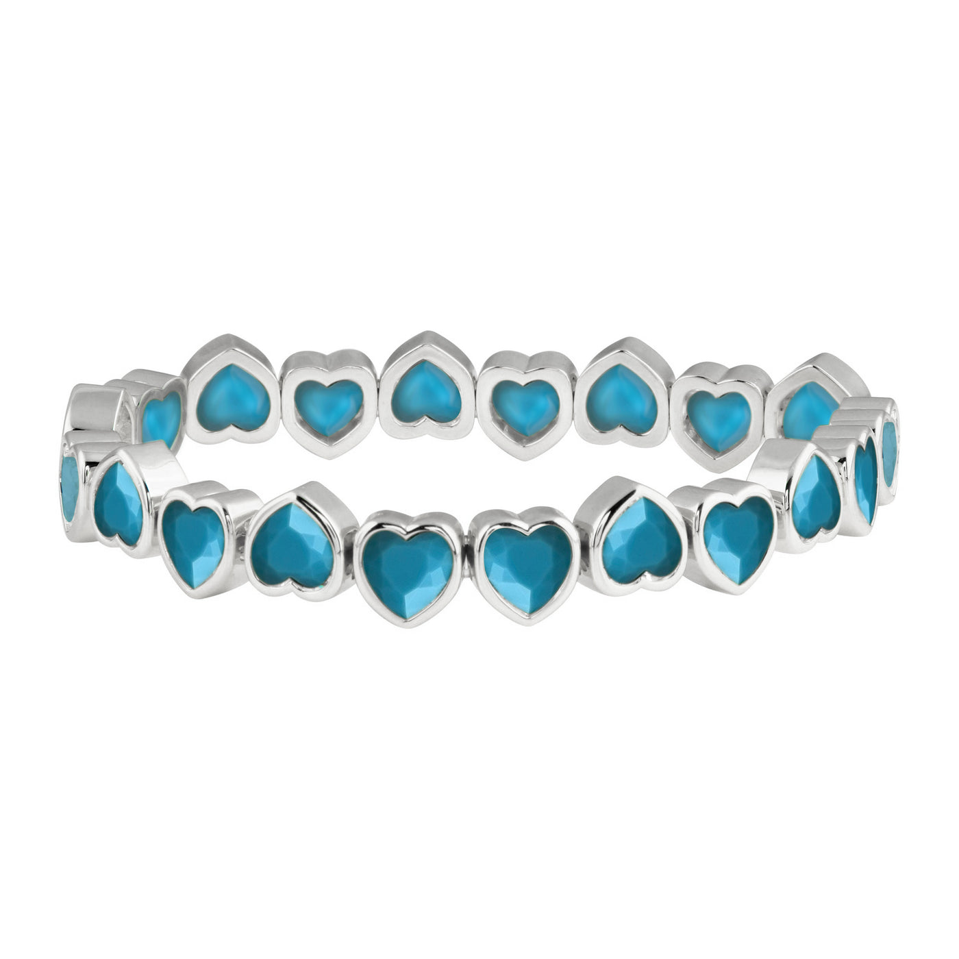 Full Turquoise Stretchy Bezel Heart Bracelet
