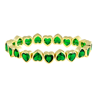 Emerald Stretchy Bezel Heart Bracelet