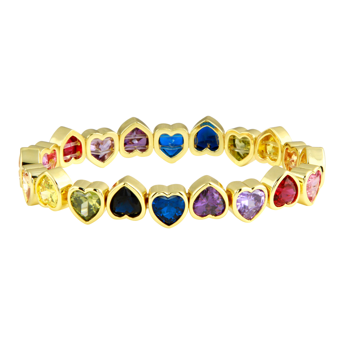 Rainbow Stretchy Bezel Heart Bracelet