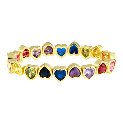 Rainbow Stretchy Bezel Heart Bracelet
