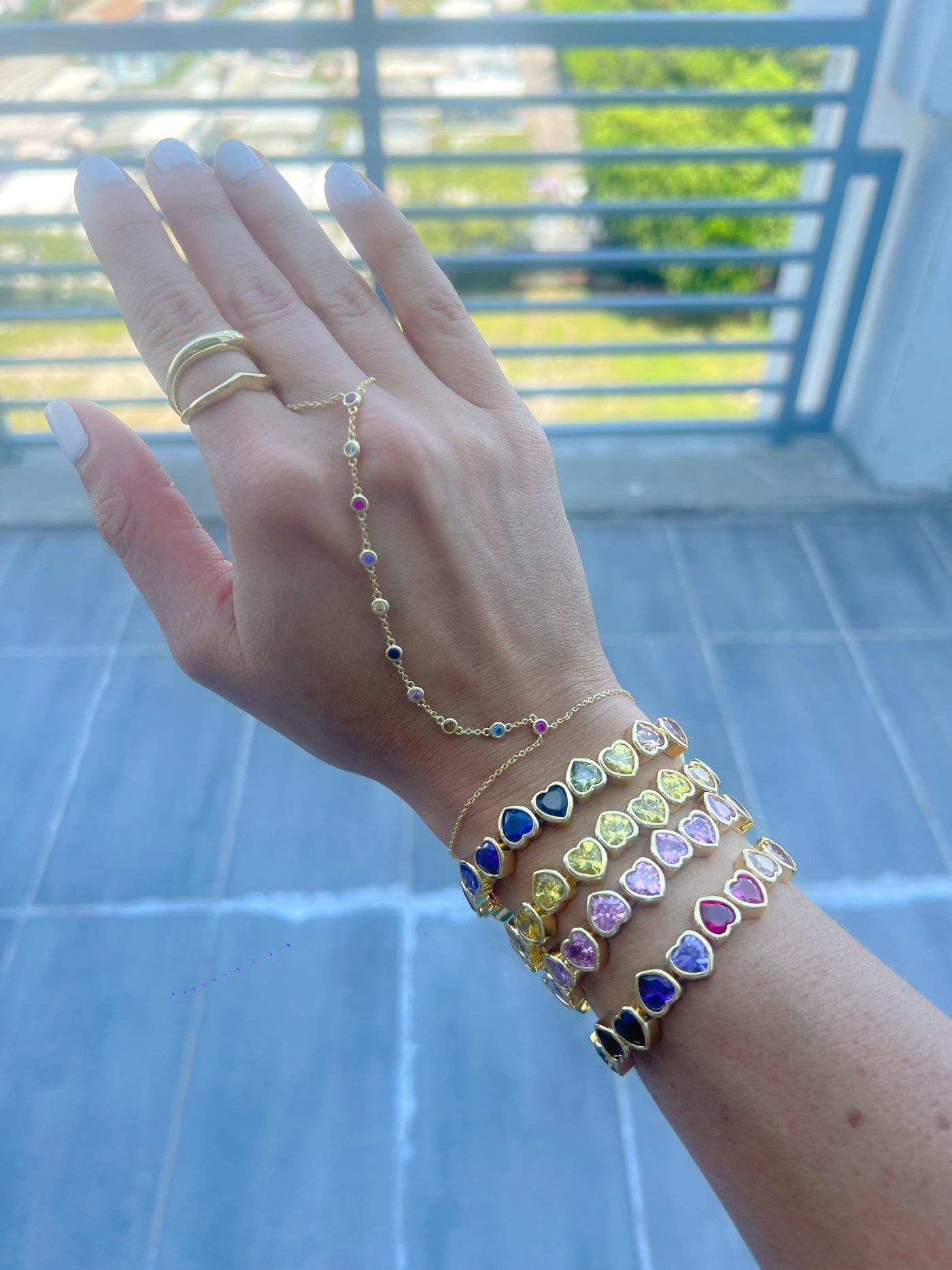 Rainbow Bezel Hand Chain