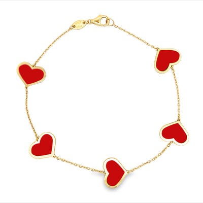14K Jumbo Heart Color Bracelet