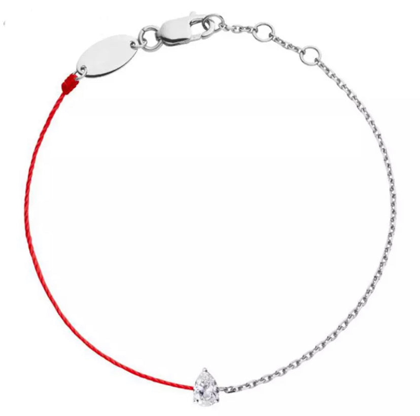Red Diamond Drop String Bracelet