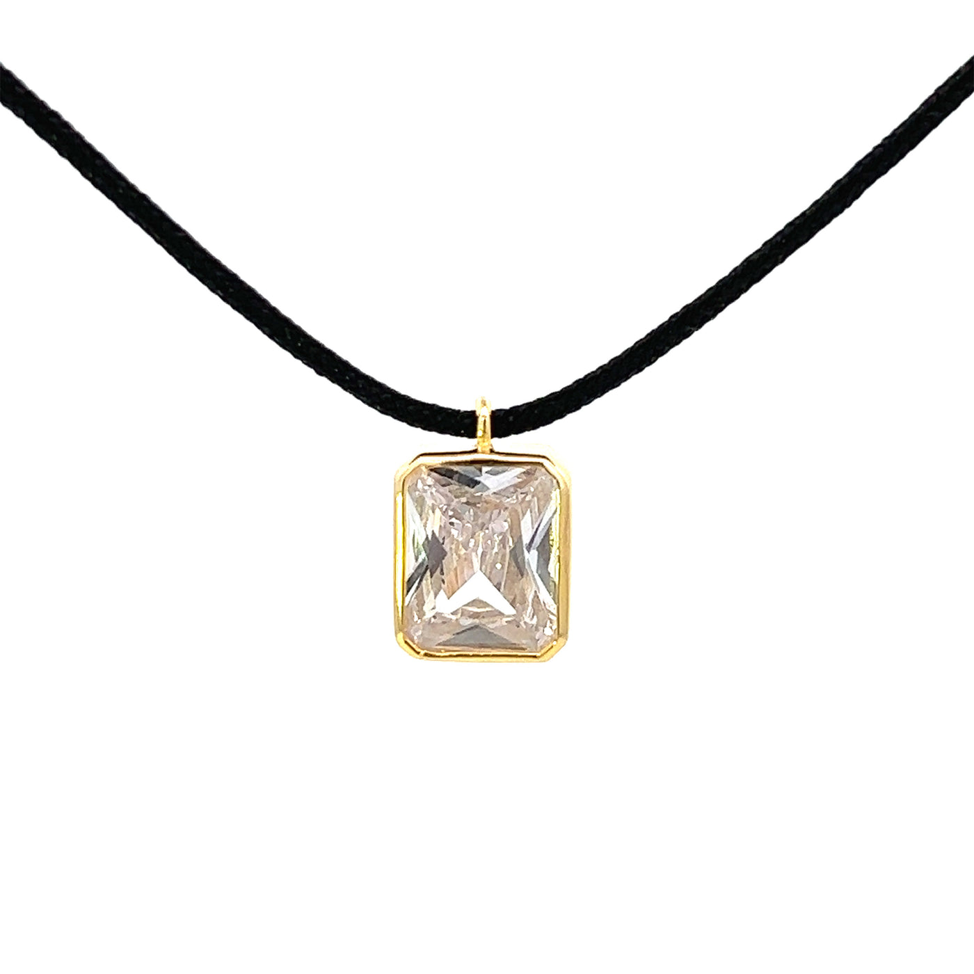 Bezel Emerald String Necklace