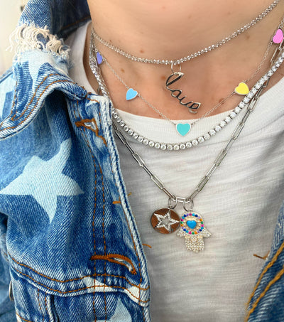 Pastel Enamel Heart Necklace