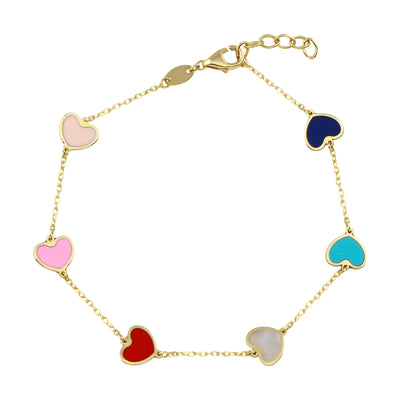 14k Multi Heart Color Bracelet