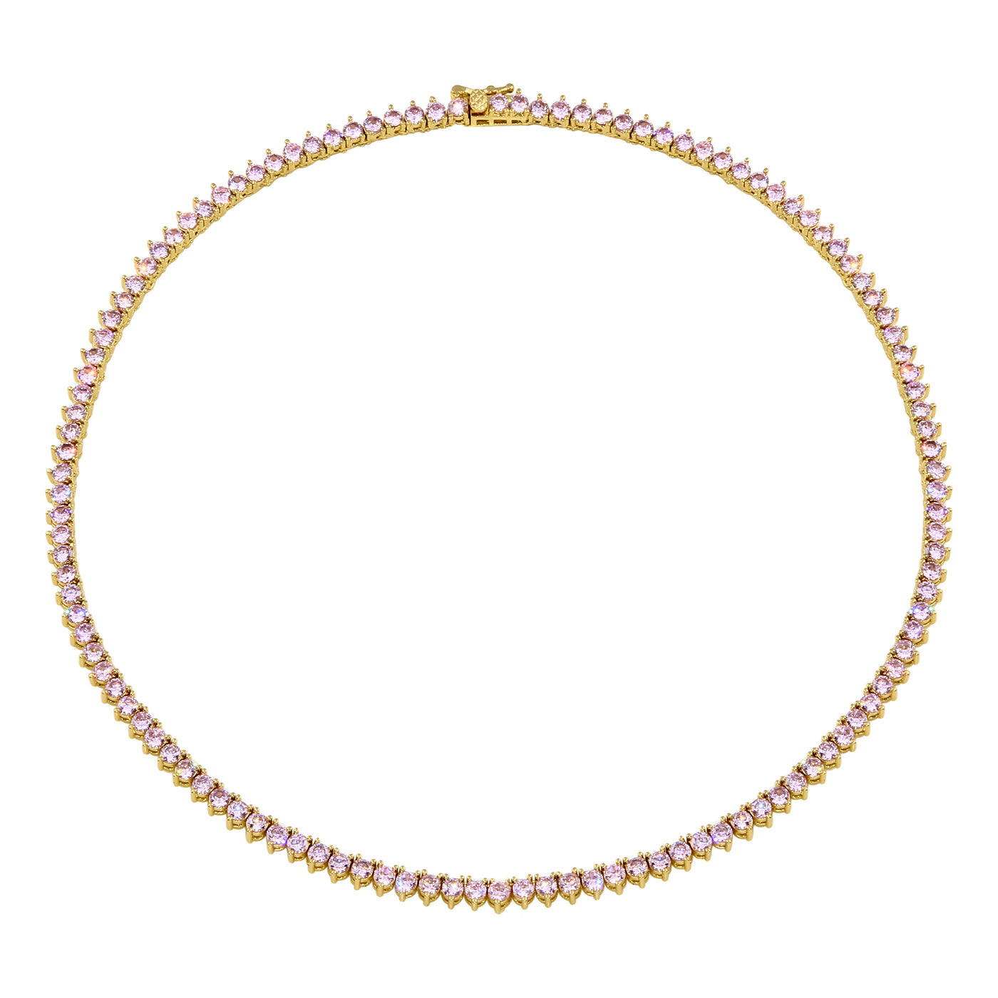 Pink Gold Tennis Necklace