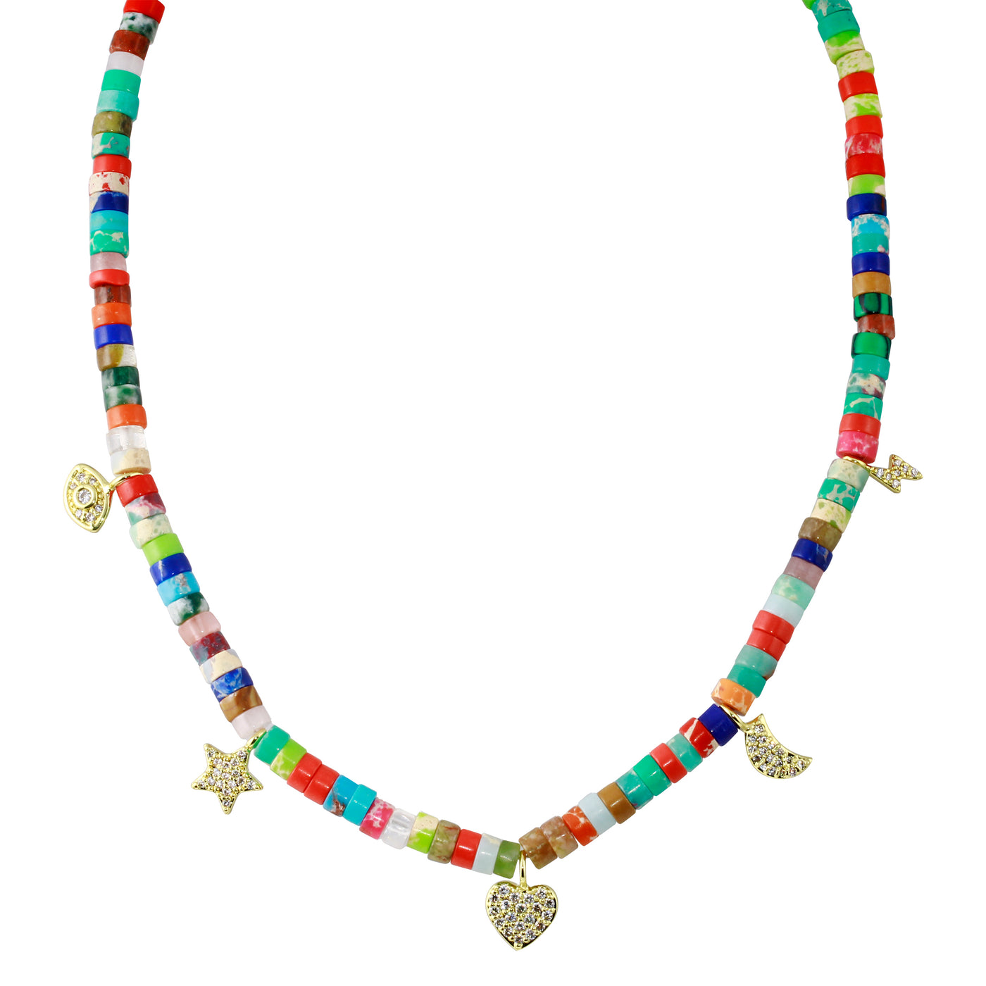 Rainbow Pukka Multi Charm Necklace