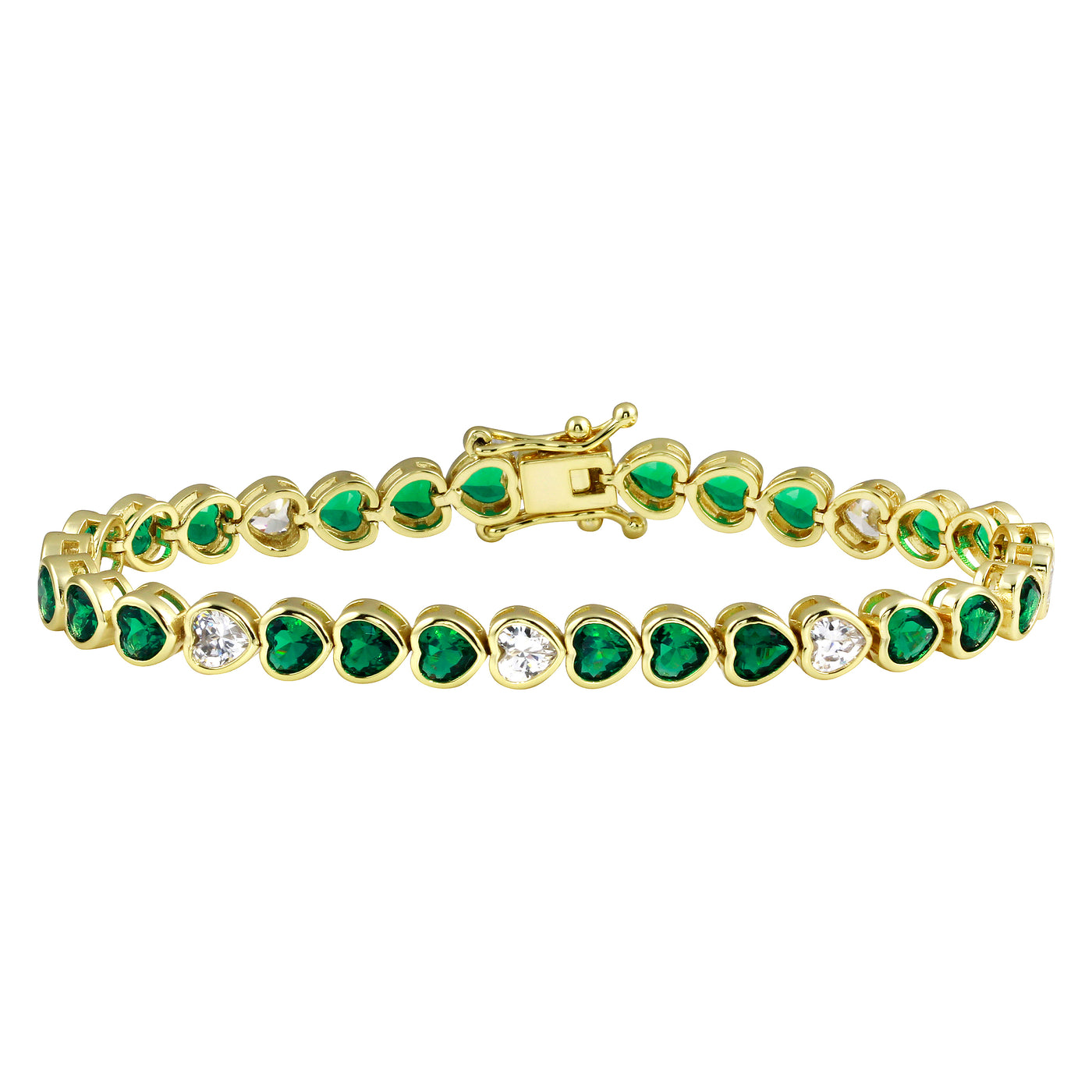Emerald Bezel Heart Tennis Bracelet
