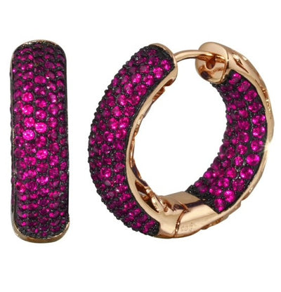 Thick Color Rose Pave Hoop