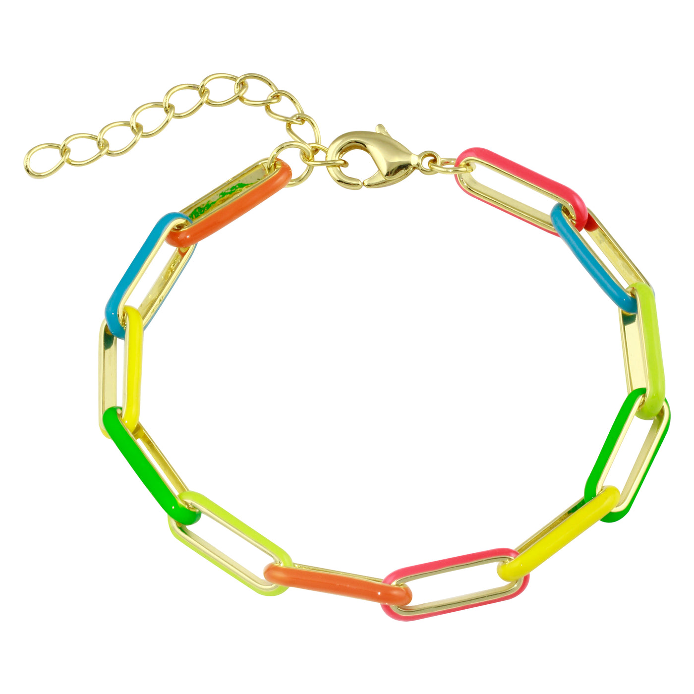 Rainbow Enamel Paperclip Bracelet