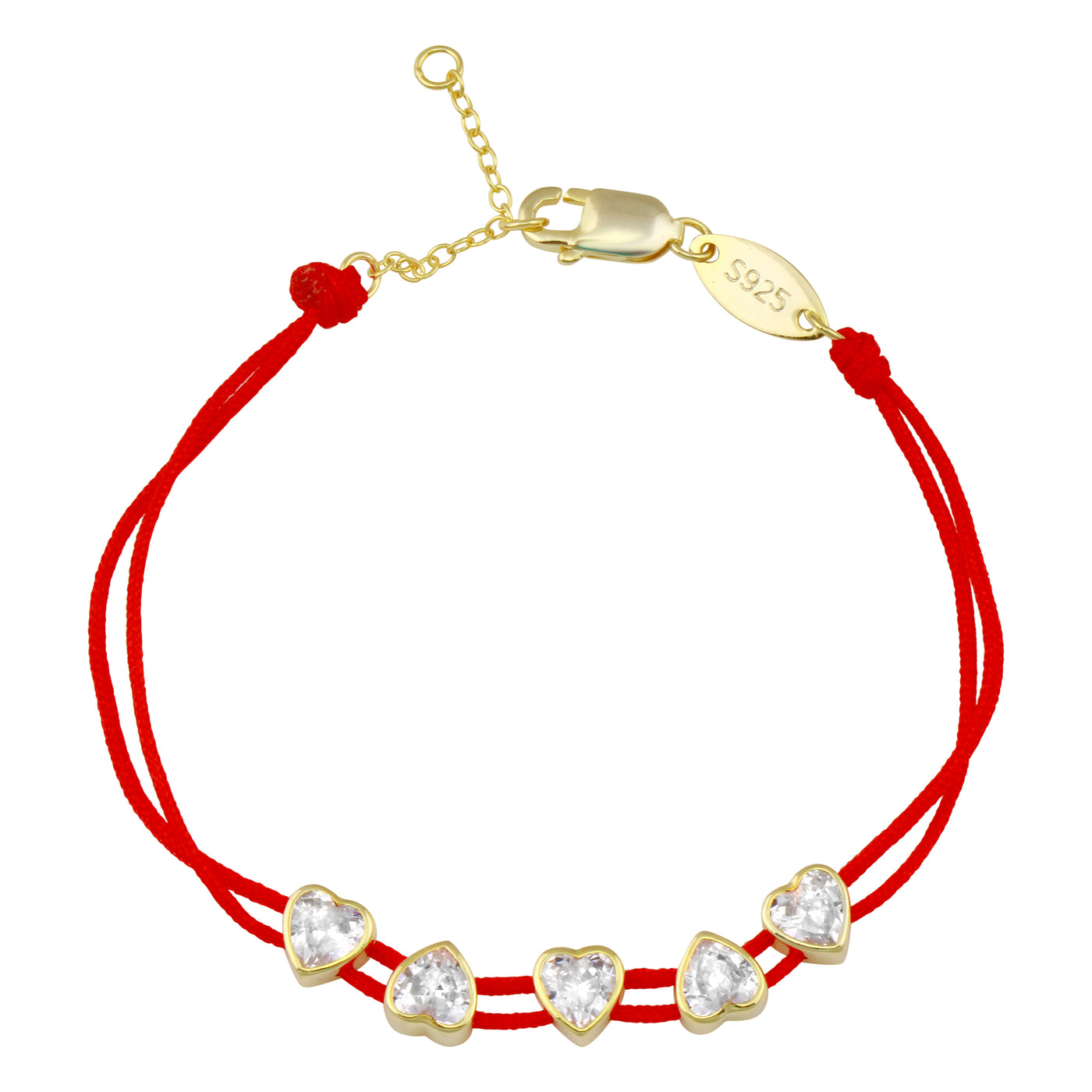 Bezel Hearts String Bracelet
