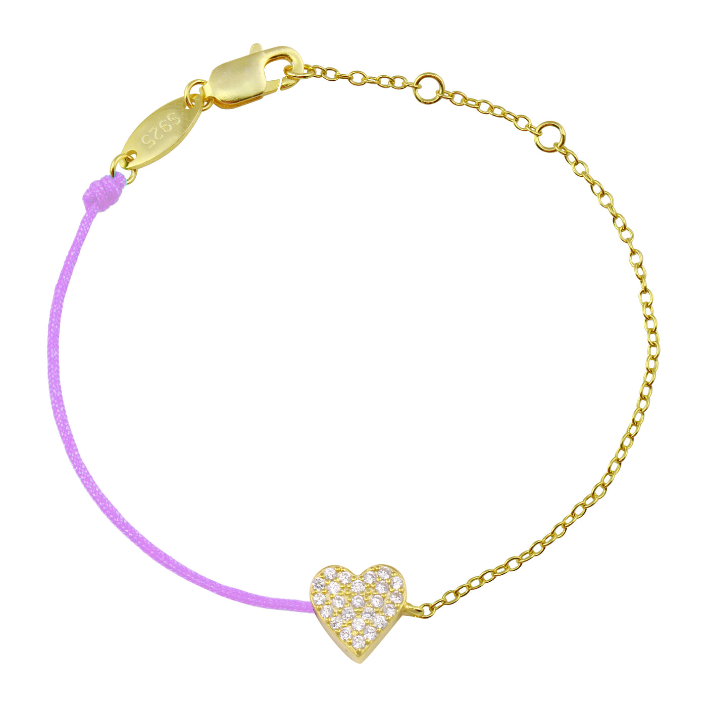 Pave Heart String Bracelet