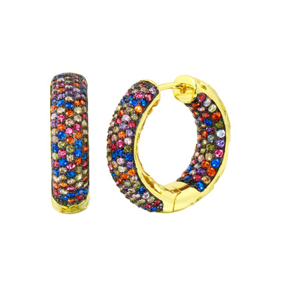 Thick Rainbow Pave Hoops
