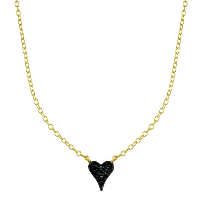 Micro Black Heart Necklace