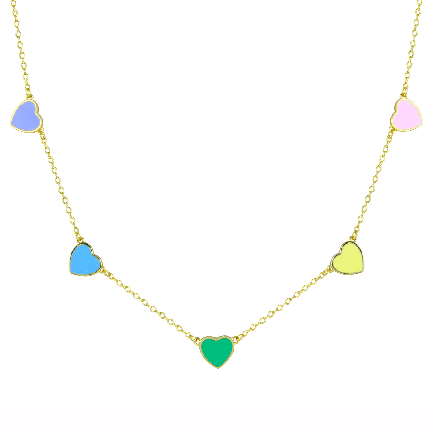 Pastel Enamel Heart Necklace