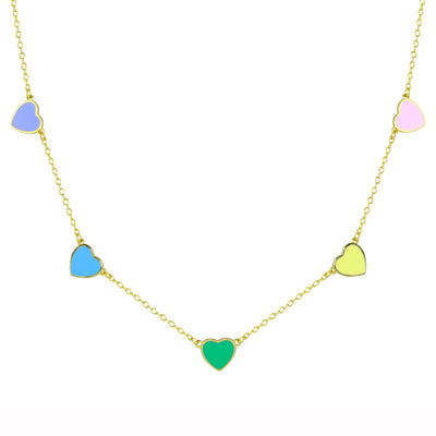 Pastel Enamel Heart Necklace