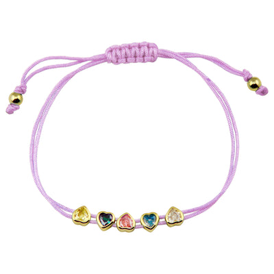 Pastel Heart Pull String Bracelet