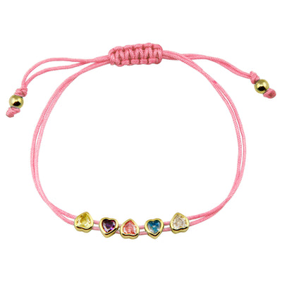 Pastel Heart Pull String Bracelet