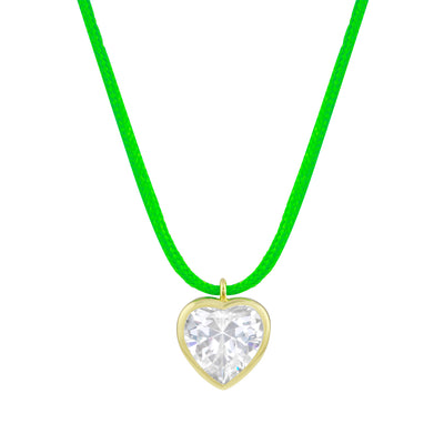 Bezel Heart String Necklace