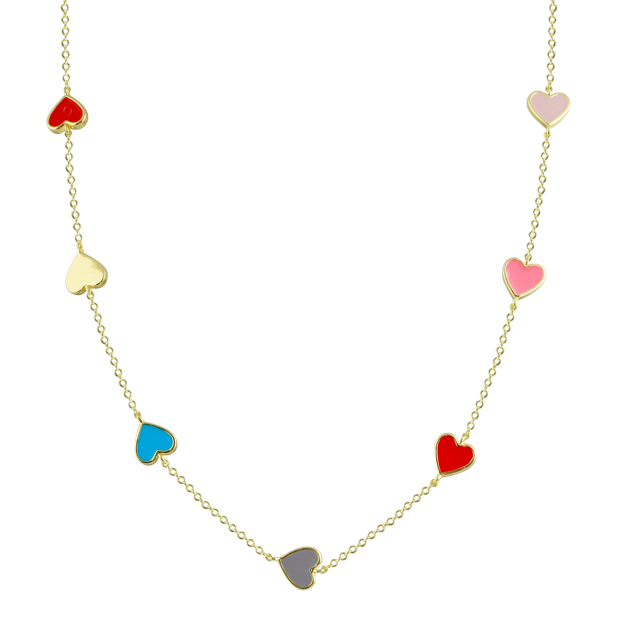 Multi Enamel Rainbow Heart Necklace – JTG Jewelry