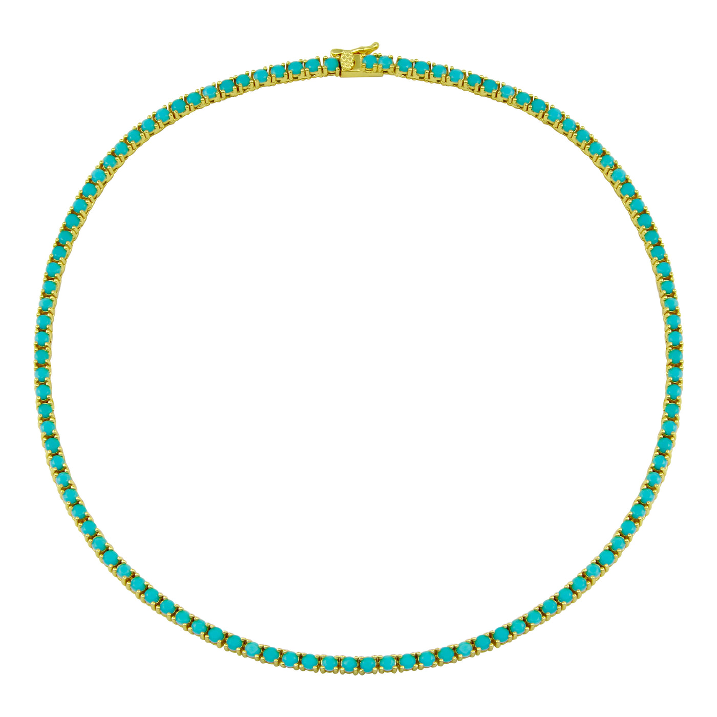 Gold Turquoise Tennis Necklace