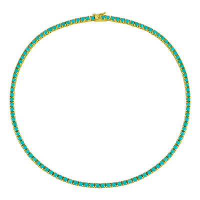 Gold Turquoise Tennis Necklace