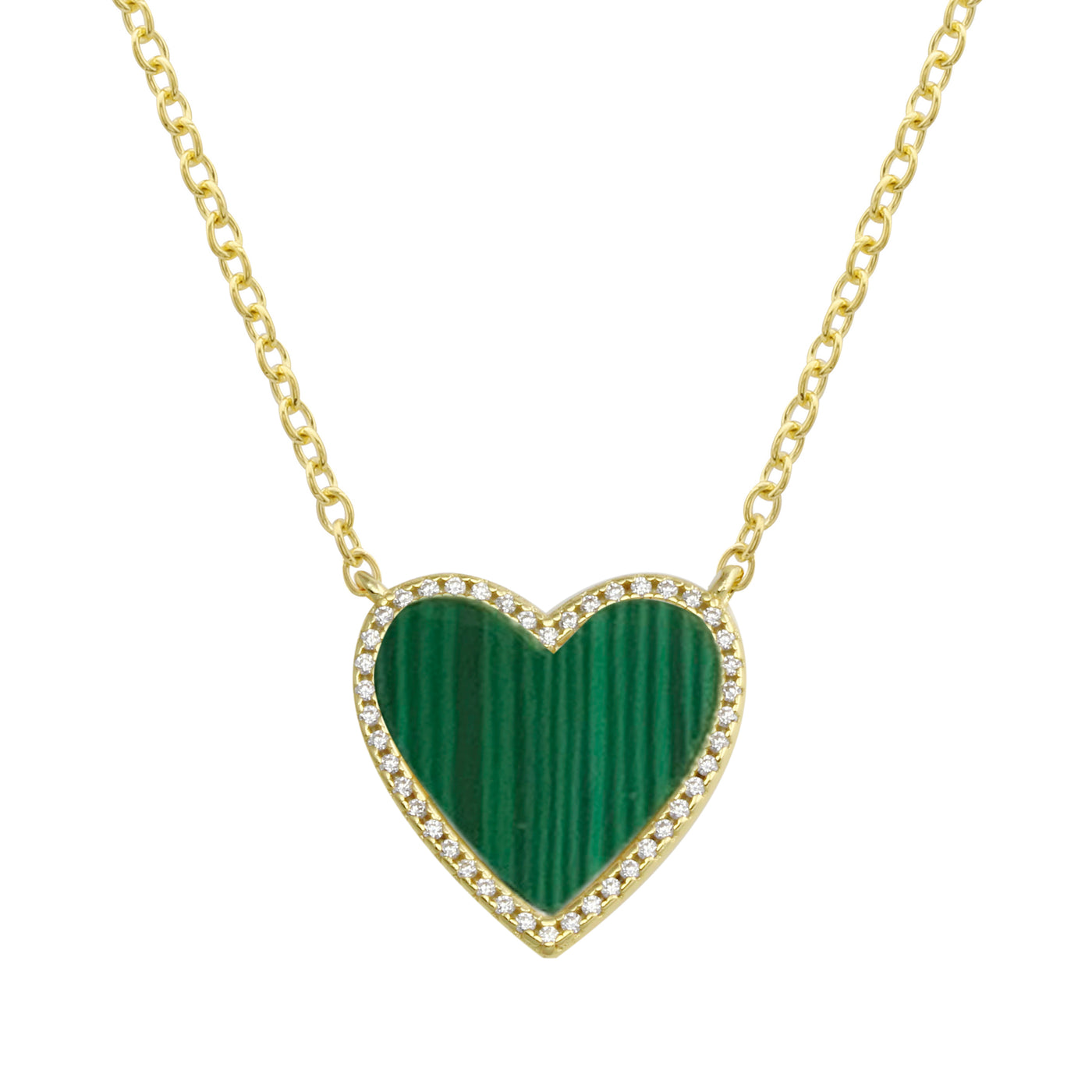 Pave Outline Stone Heart Necklacek
