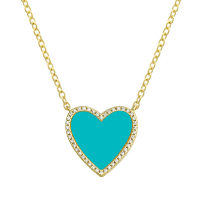Pave Outline Stone Heart Necklacek