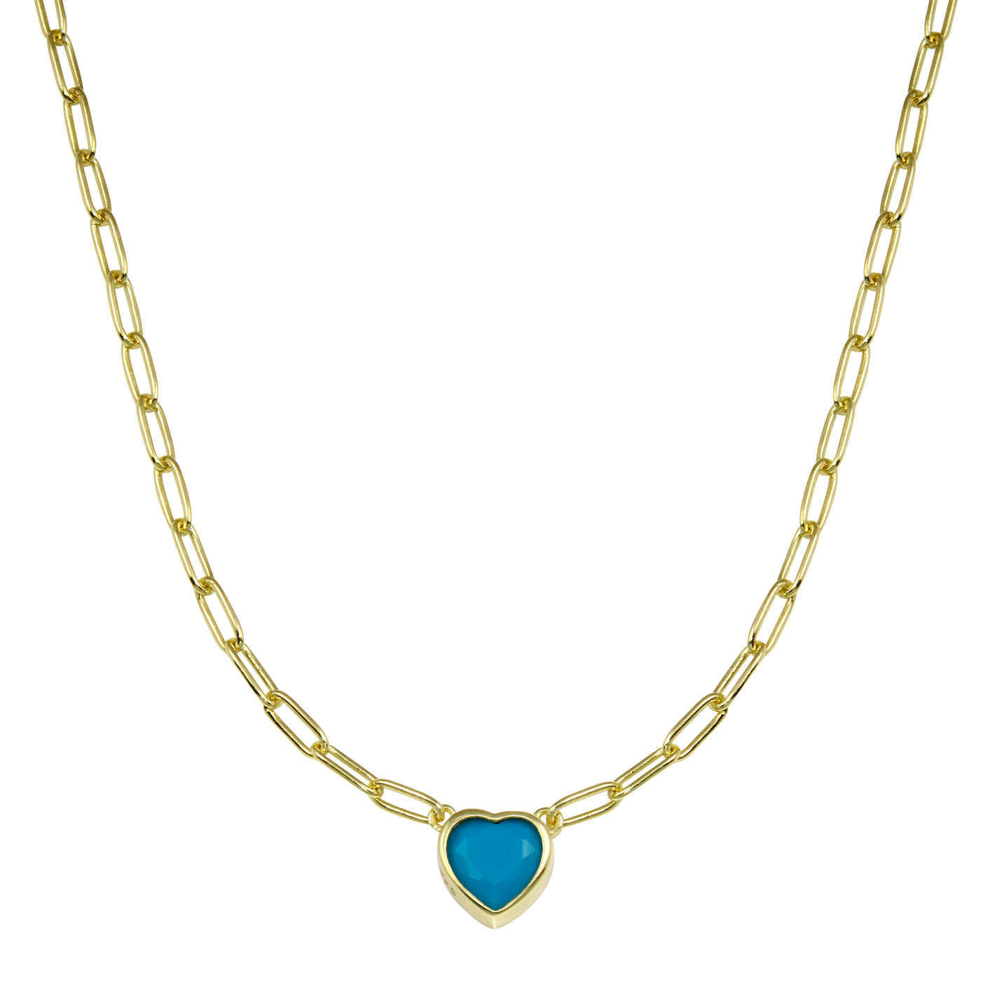Birthstone Heart Paperclip Necklace