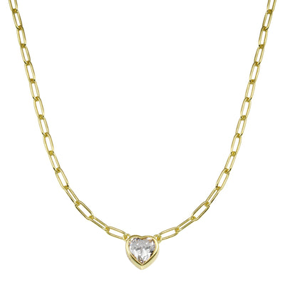 Birthstone Heart Paperclip Necklace