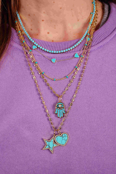 Multi Stone Heart Necklace