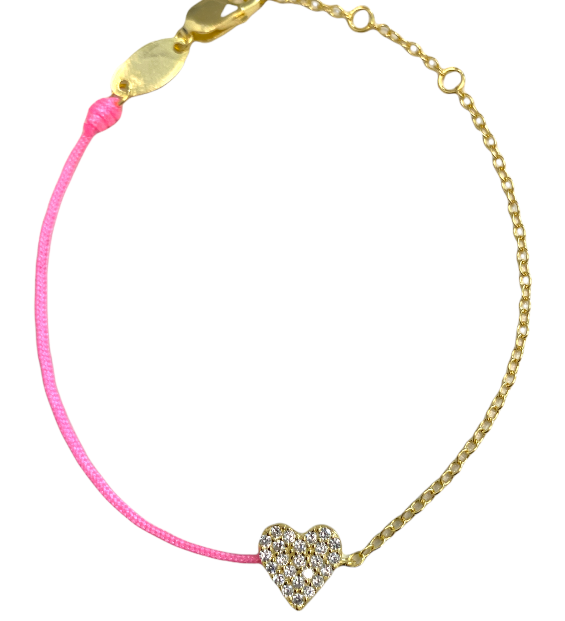 Pave Heart String Bracelet