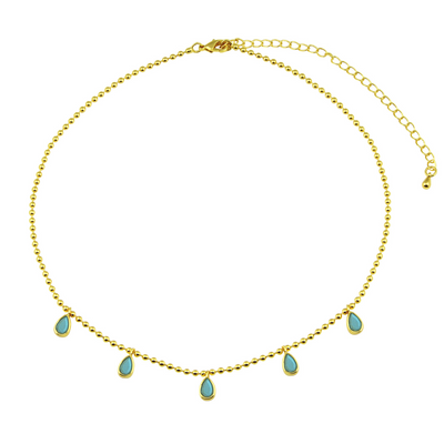 Turquoise Bezel Drop Necklace