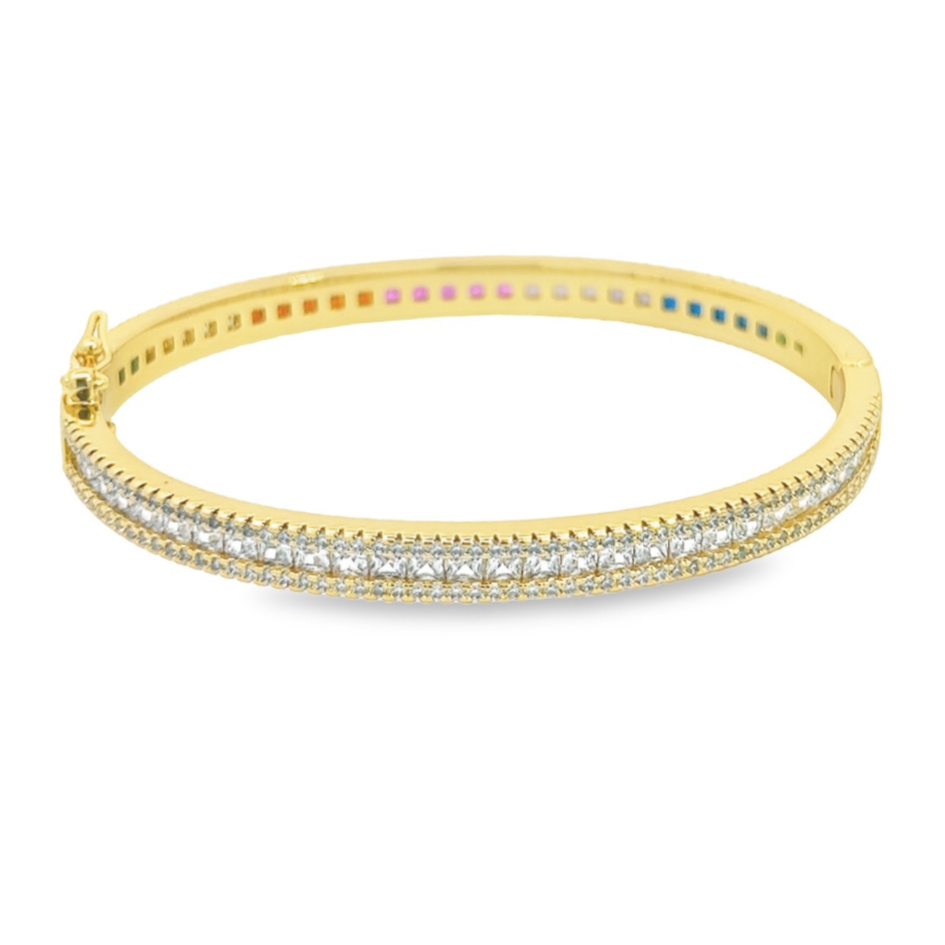 Two Sided Rainbow Baguette Bangle