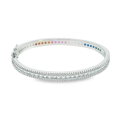 Two Sided Rainbow Baguette Bangle