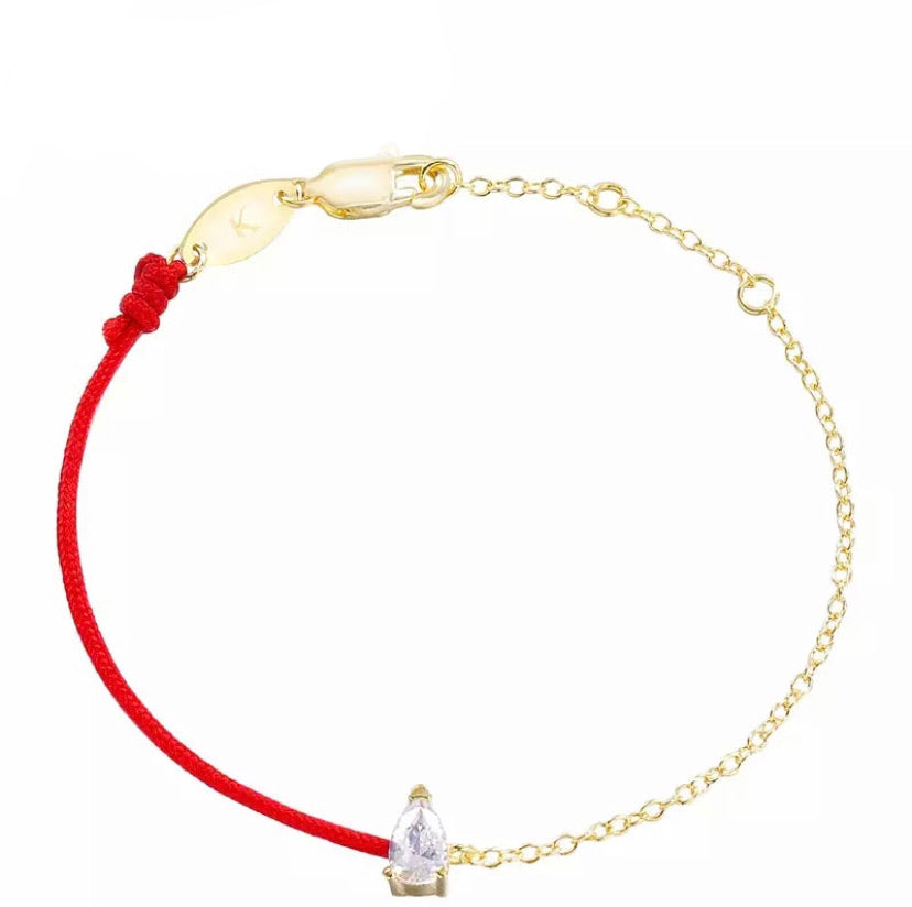 Red Diamond Drop String Bracelet