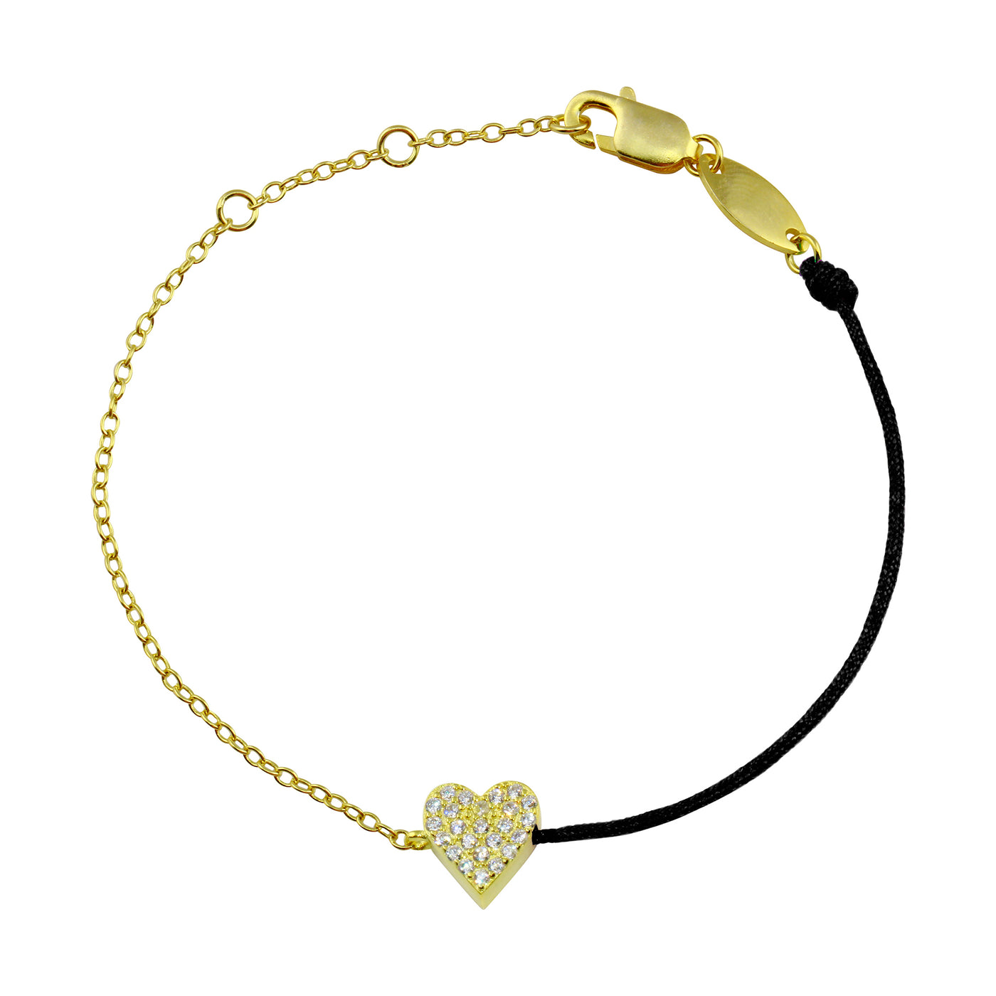 Pave Heart String Bracelet