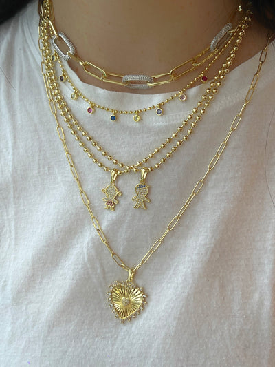 Pave Link Paperclip Necklace