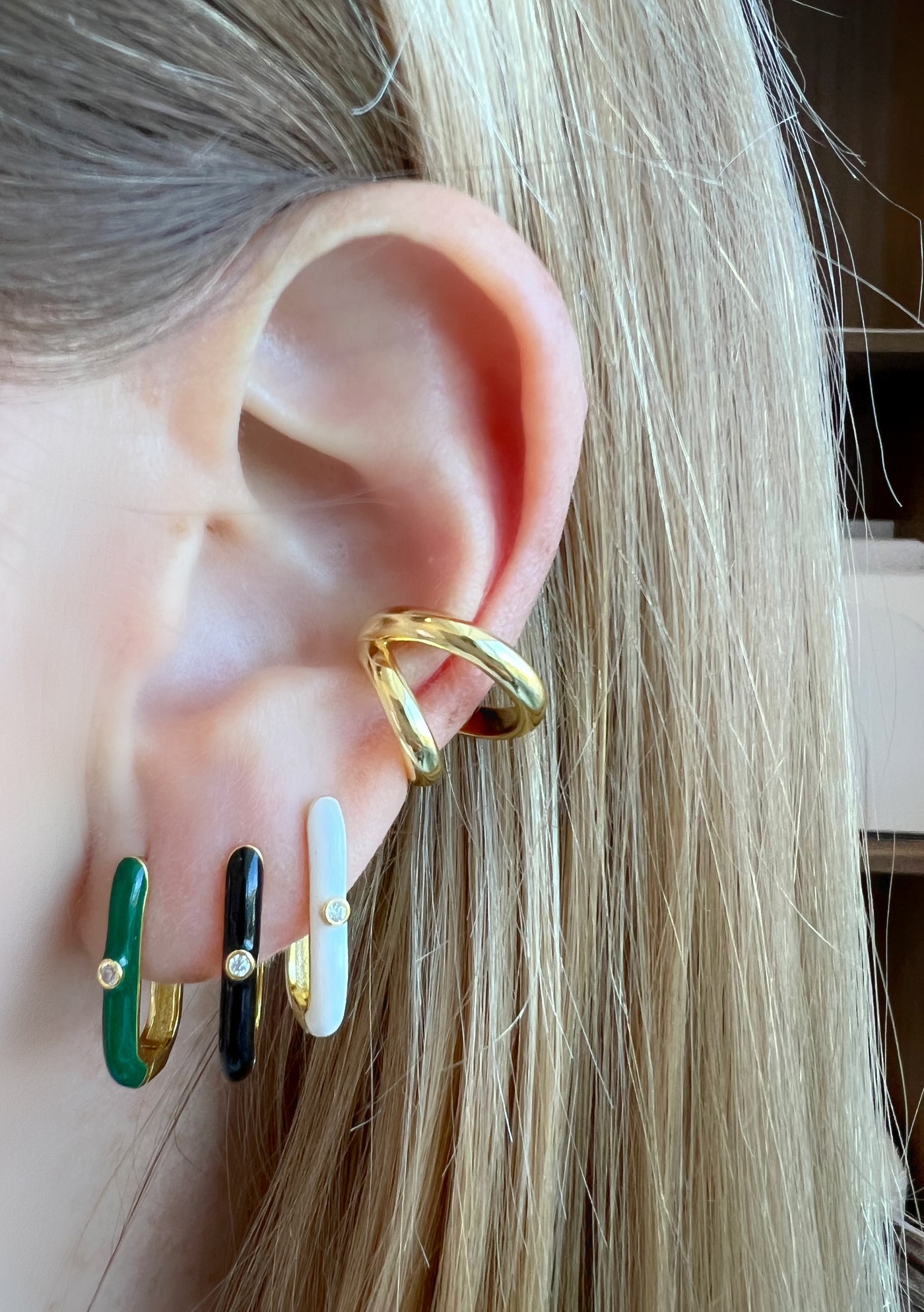 Enamel Oval Hoop Earrings