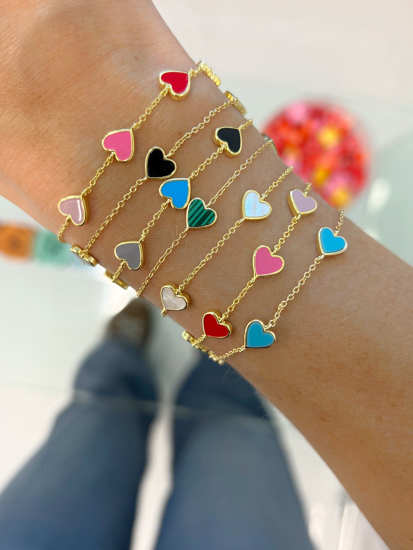 Multi Enamel Heart Bracelets – JTG Jewelry