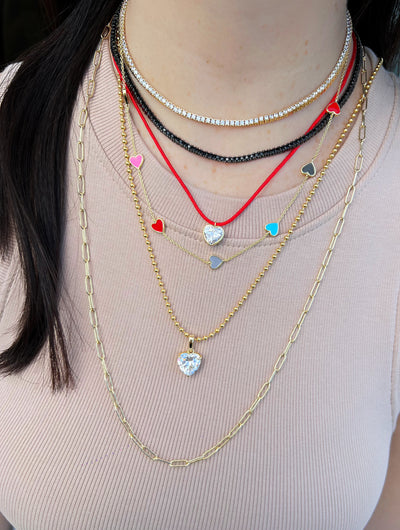 Multi Enamel Rainbow Heart Necklace