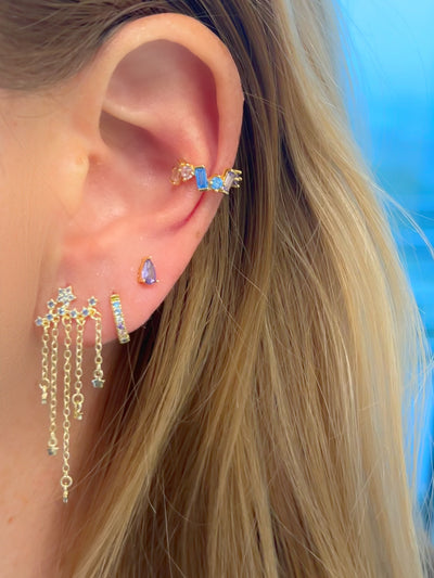 Aqua Raining Stars Earrings