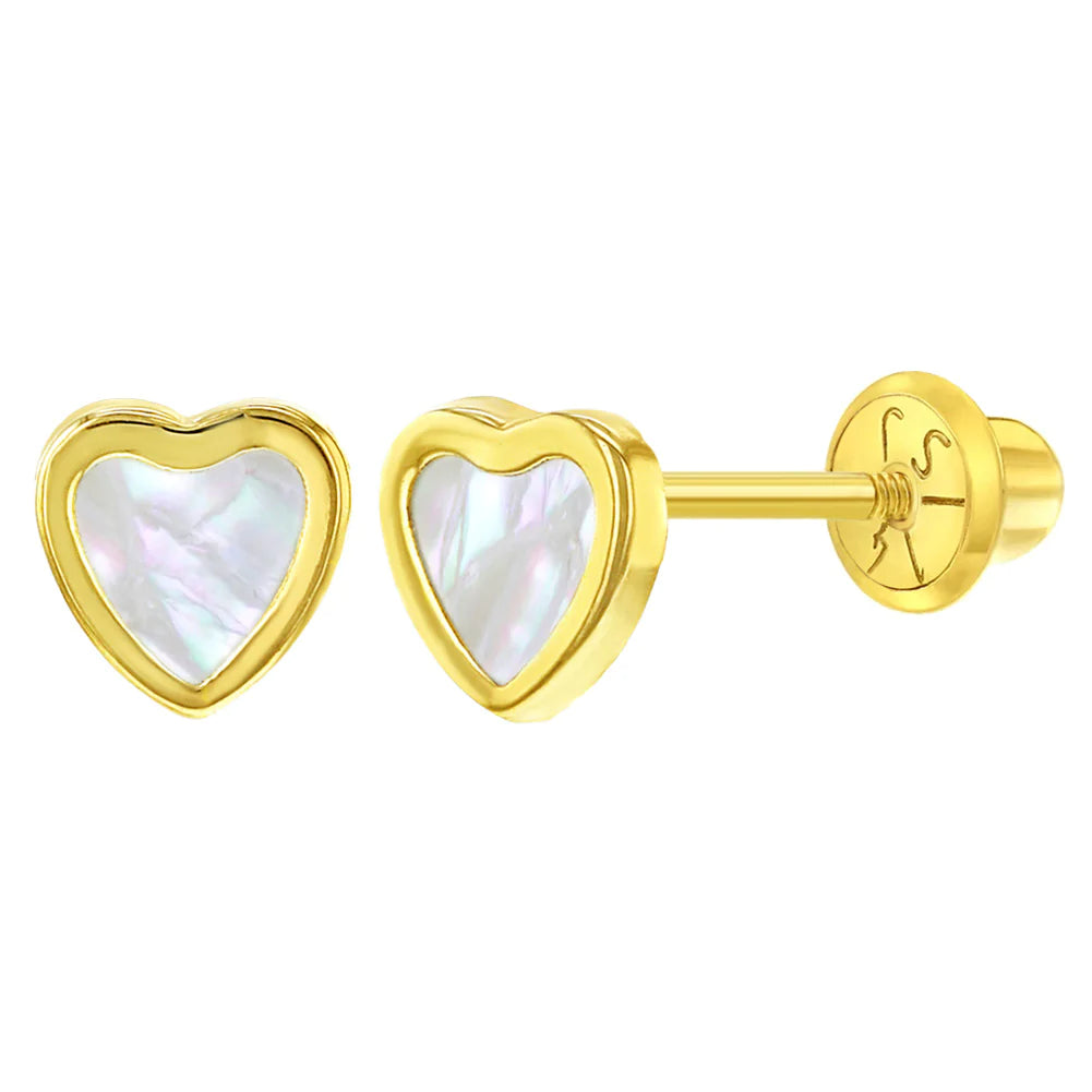14k Mother of Pearl Heart Stud